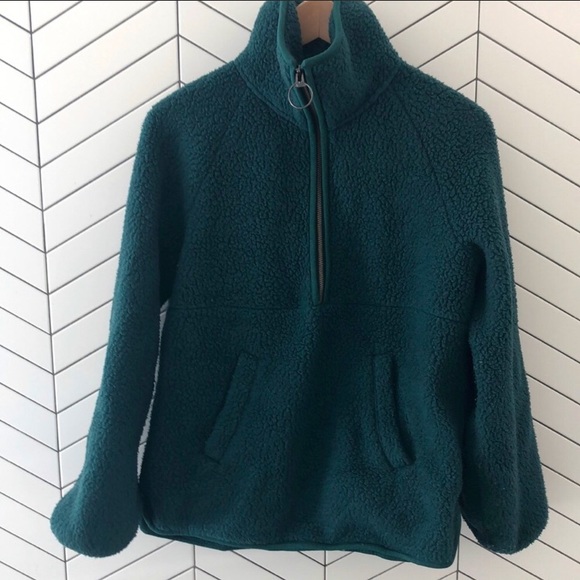 Madewell fleece pullover dark green half zip jacket size small - Picture 4 of 8
